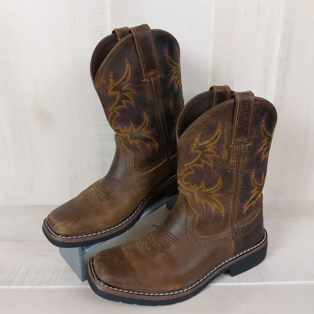 Justin Boots Cattleman Kids Western Boot Size 2.5D Brown SK4681